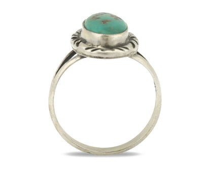 Navajo Ring .925 Silver Kingman Turquoise Native Artist Signed C.80's