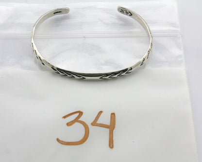 Navajo Bracelet .925 Silver Hand Stamped Arrow Head Artist V Montoya C.80's
