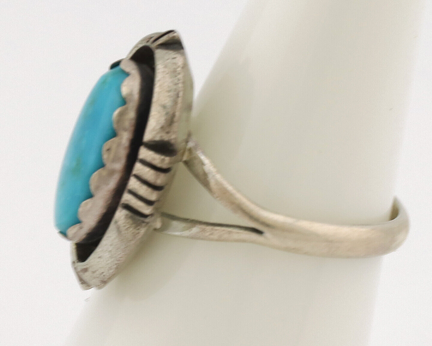 Navajo Ring .925 Silver Turquoise Native American Artist C.1980's