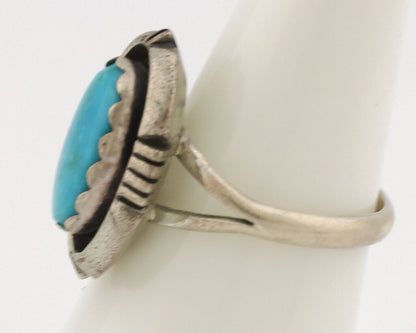 Navajo Ring .925 Silver Turquoise Native American Artist C.1980's