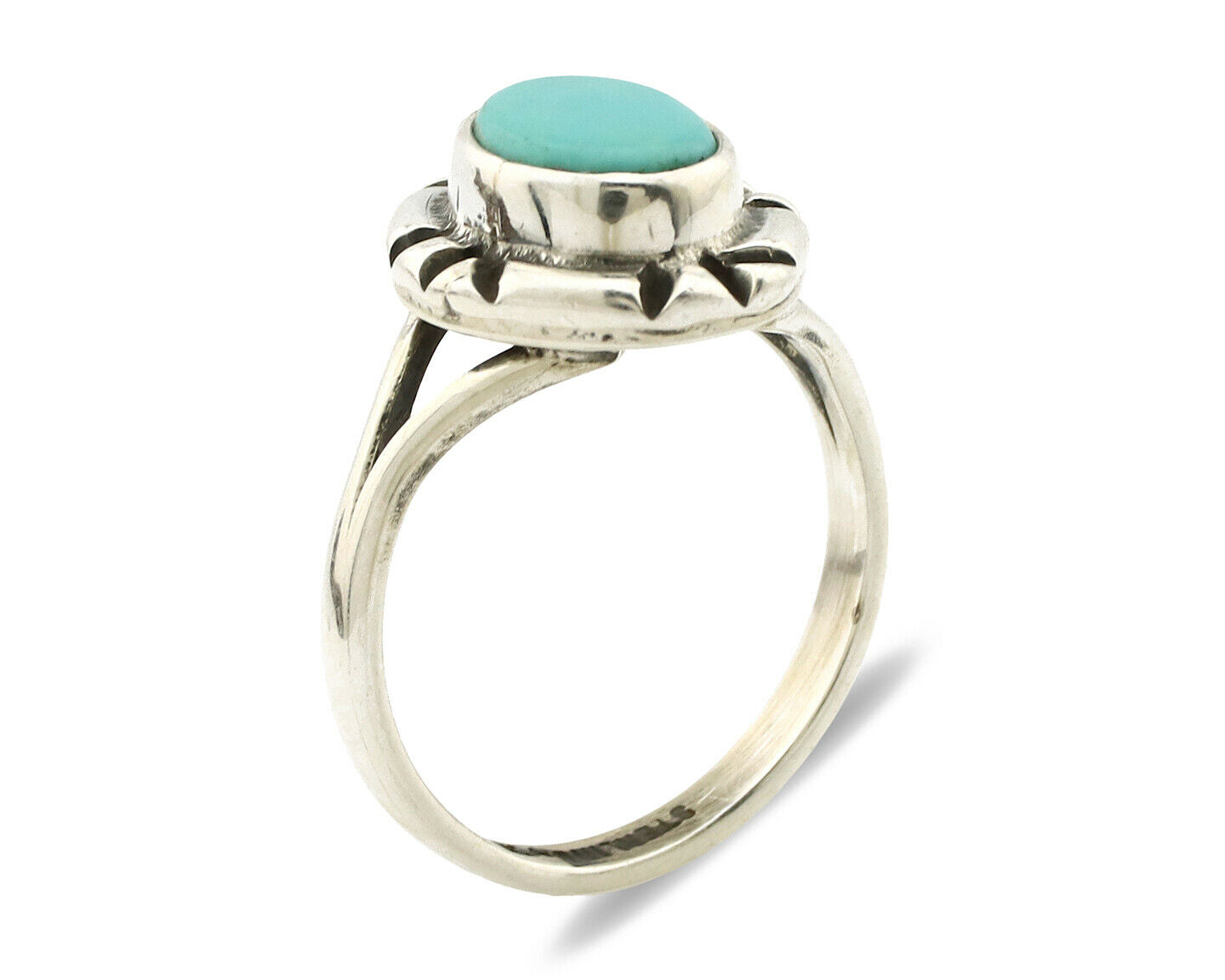 Navajo Ring .925 Silver Kingman Turquoise Artist Signed Gecko C.90's