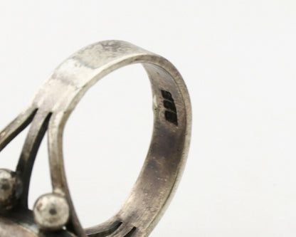 Navajo Ring .925 Silver Morenci Turquoise Native American Artist C80s