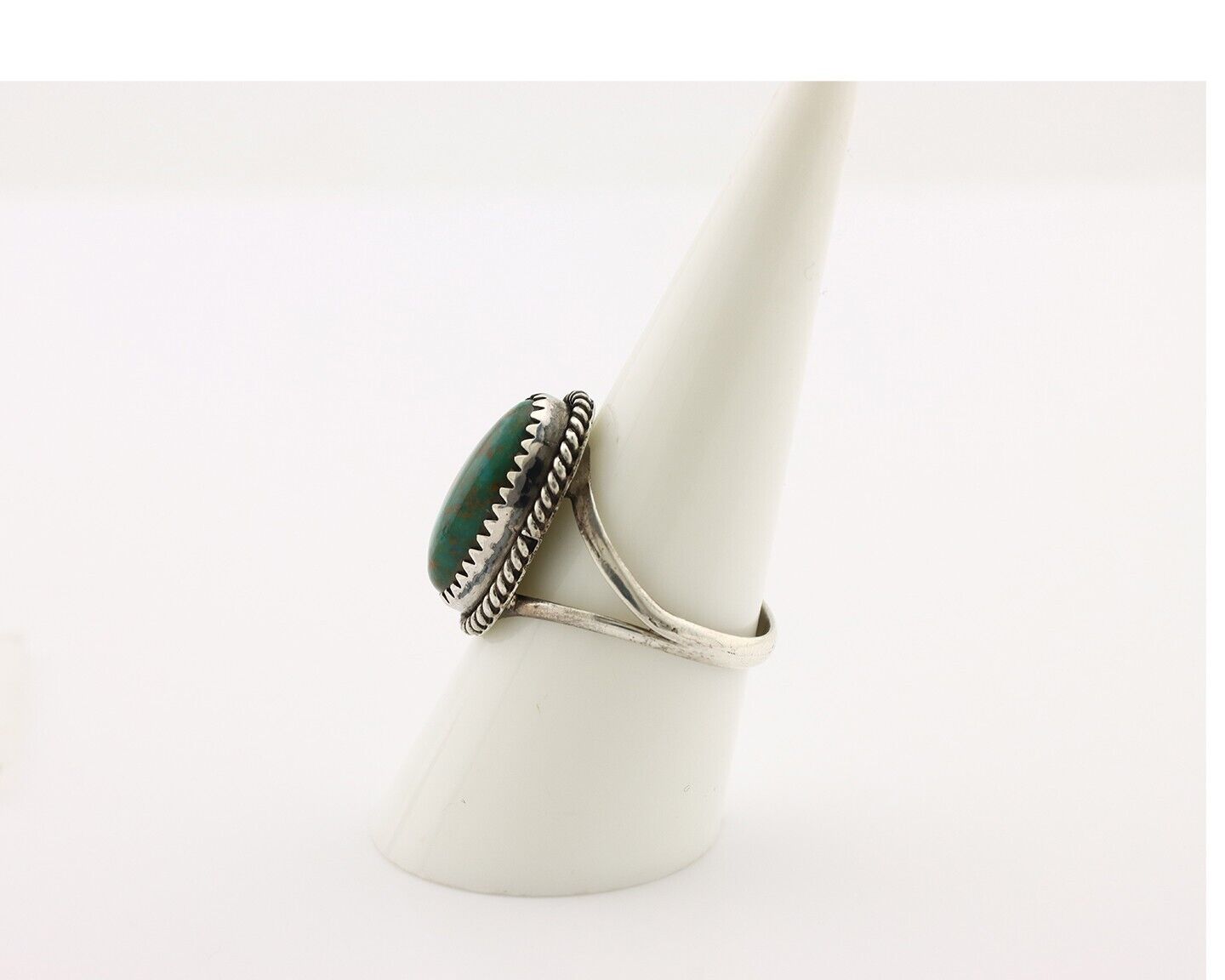 Navajo Handmade Ring 925 Silver Kingman Turquoise Artist Signed MC C.80's