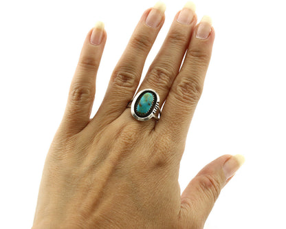 Navajo Ring .925 Silver Arizona Turquoise Native American Artist Handmade C.80's