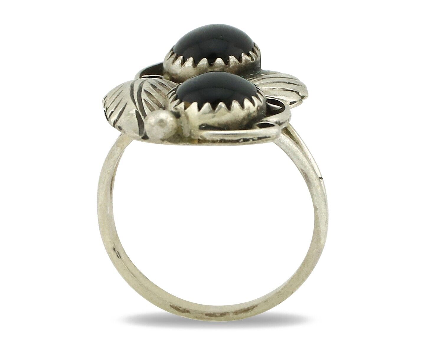 Navajo Ring 925 Silver Natural Mined Onyx Artist Signed T Thomas C.80's