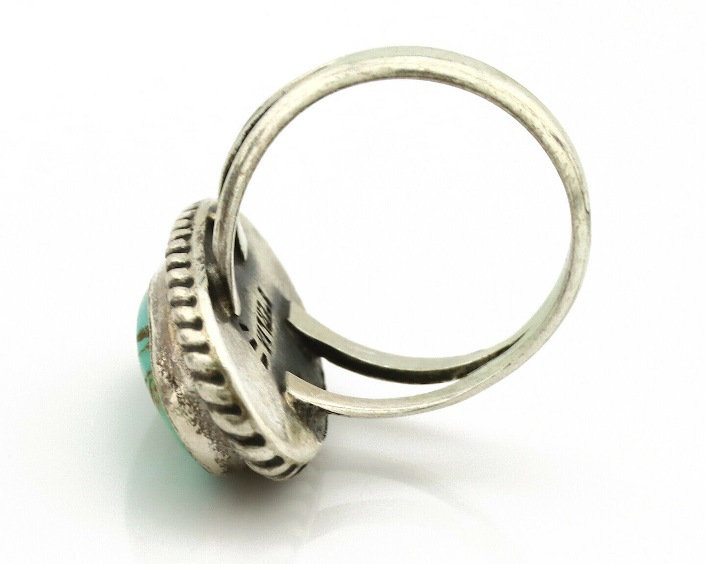 Navajo Ring .925 Silver Royston Turquoise Native American Artist C.1980's