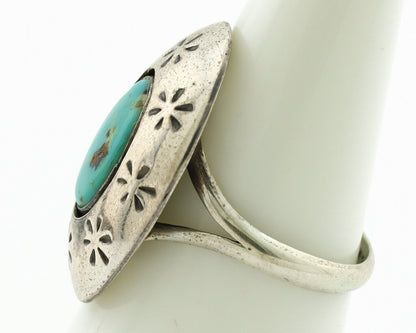 Navajo Ring .925 Silver Natural Blue Turquoise Native American Artist C.1980's