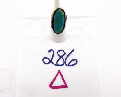 Navajo Ring 925 Silver Blue Gem Turquoise Artist Signed William Denetdale C.80's