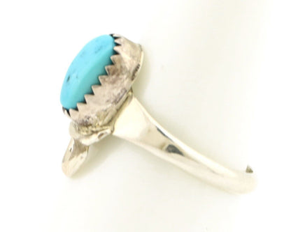 Navajo Ring .925 Silver Sleeping Beauty Turquoise Native Artist Signed C.80's