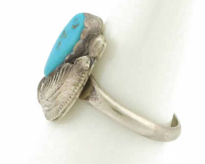 Zuni Ring 925 Silver Natural Mined Blue Turquoise Artist Signed Simplicio C.80's