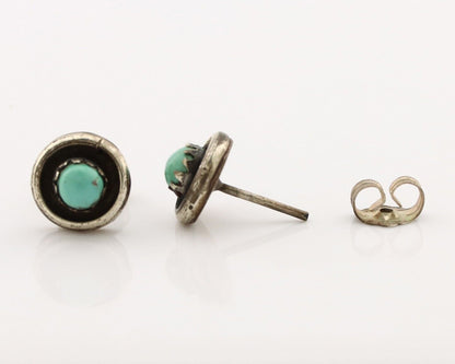 Zuni Earrings 925 Silver Natural Kingman Turquoise Native American Artist C.80's