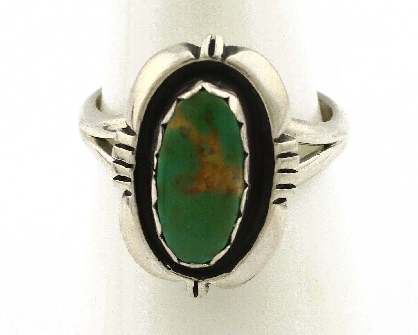 Navajo Ring .925 Silver Kingman Turquoise Handmade Native American Artist C.80's