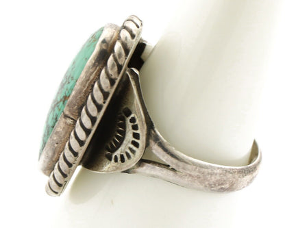 Navajo Handmade Ring 925 Silver Spiderweb Turquoise Signed Native Artist C.80's