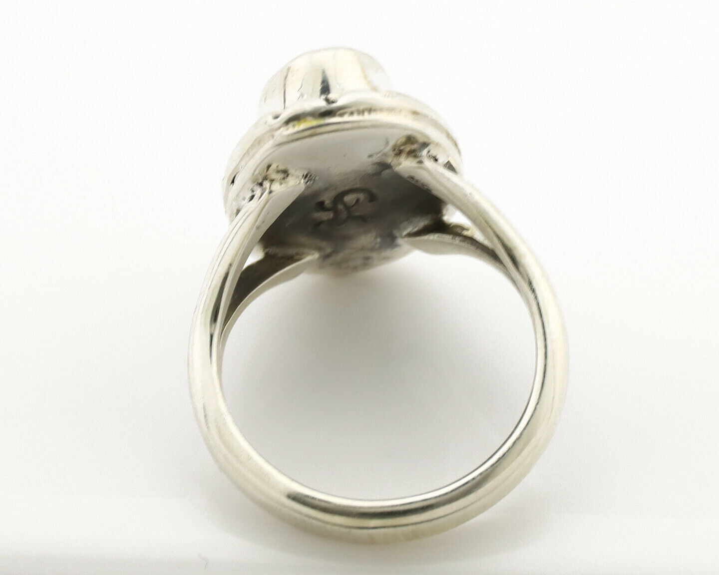 Navajo Ring .925 Silver Natural Mined Turquoise Artist Signed Gecko C.80's