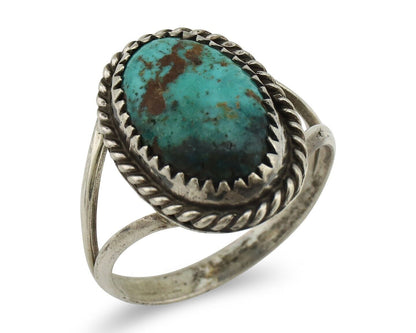 Navajo Handmade Ring 925 Silver Kingman Turquoise Artist Signed MC C.80's