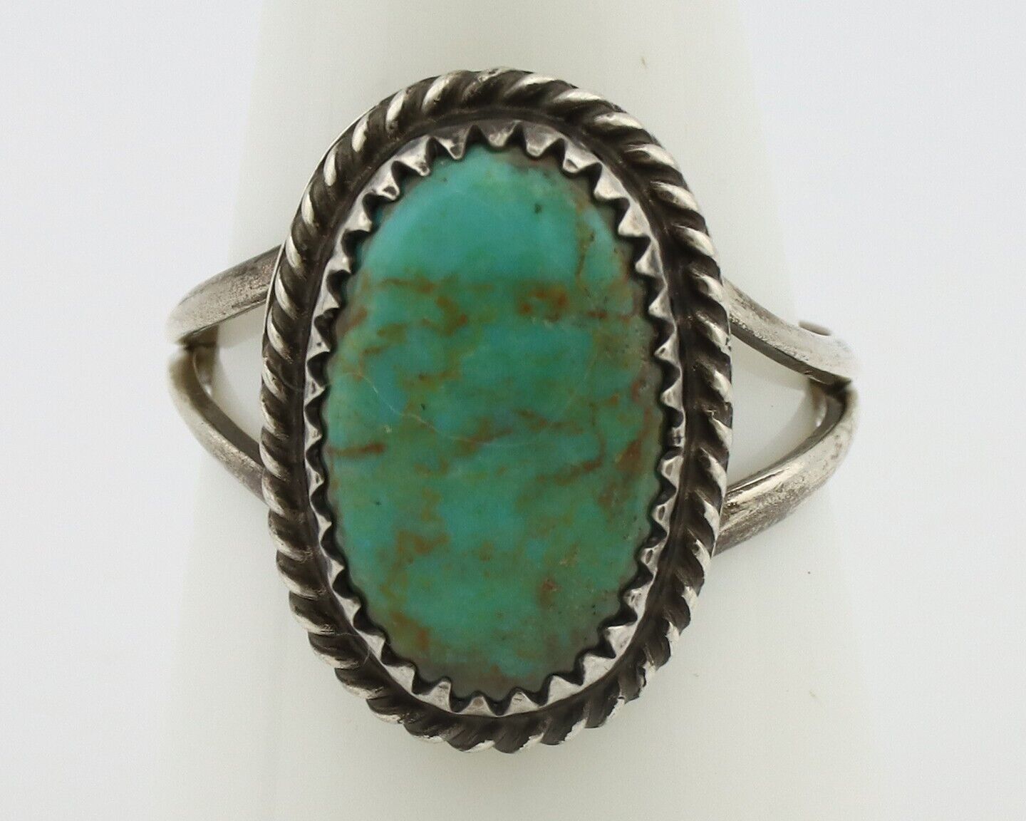 Navajo Handmade Ring 925 Silver Kingman Turquoise Artist Signed MC C.80's