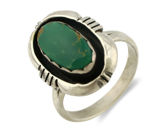 Navajo Ring .925 Silver Kingman Turquoise Handmade Native American Artist C.80's