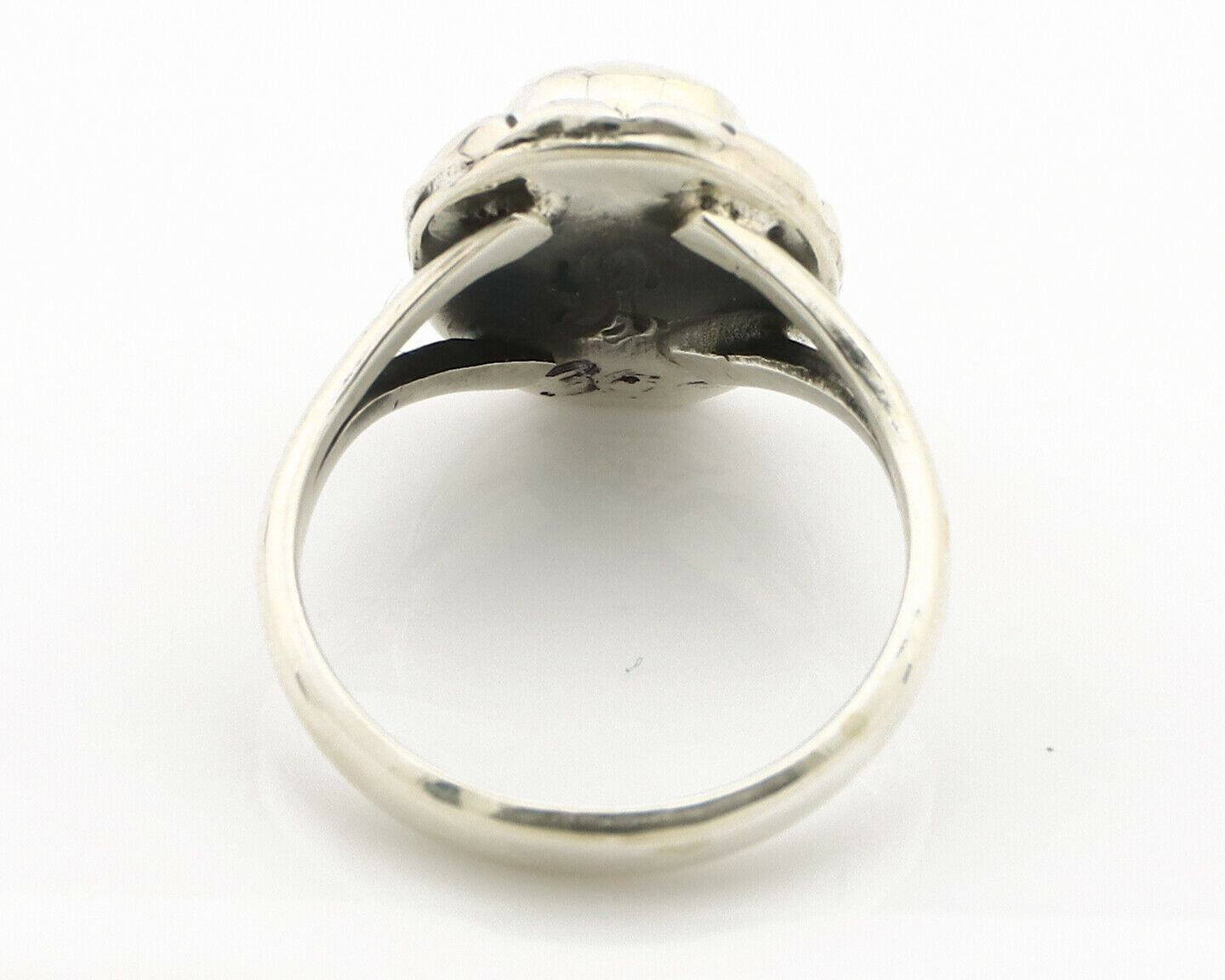 Navajo Ring .925 Silver Kingman Turquoise Artist Signed Gecko C.90's