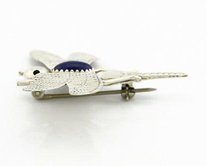 Navajo Pin Pendant .925 Silver Natural Lapis Signed Artist Frank Yazzie C80s