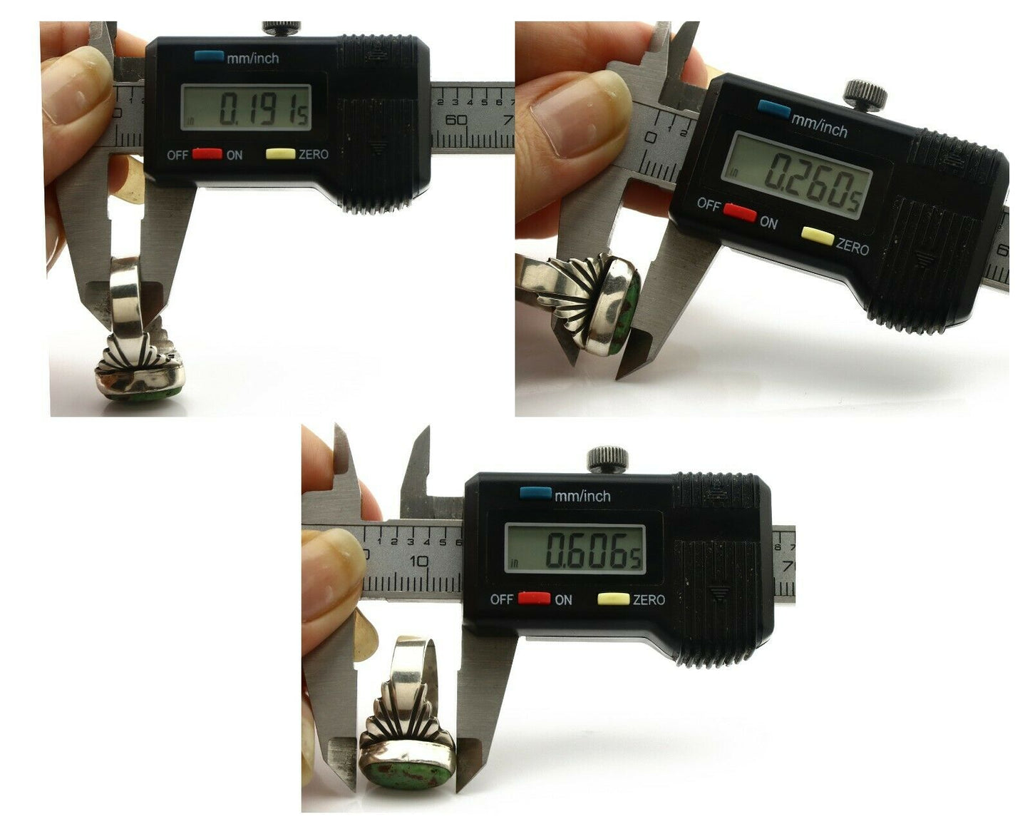 Navajo Ring .925 Silver Blue Green Arizona Turquoise Artist Signed Apache C.80's