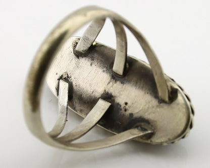 Navajo Ring .925 Silver Kingman Turquoise Artist Signed Gecko C.90's