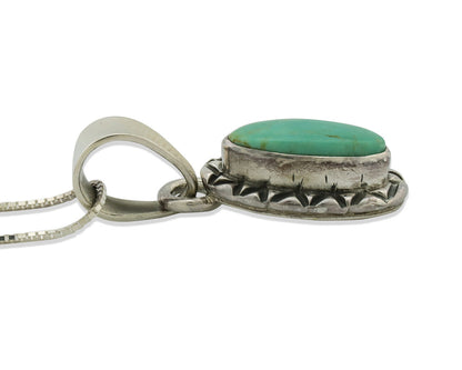 Navajo Necklace .925 Silver Arizona Turquoise Artist Gecko C.1980's