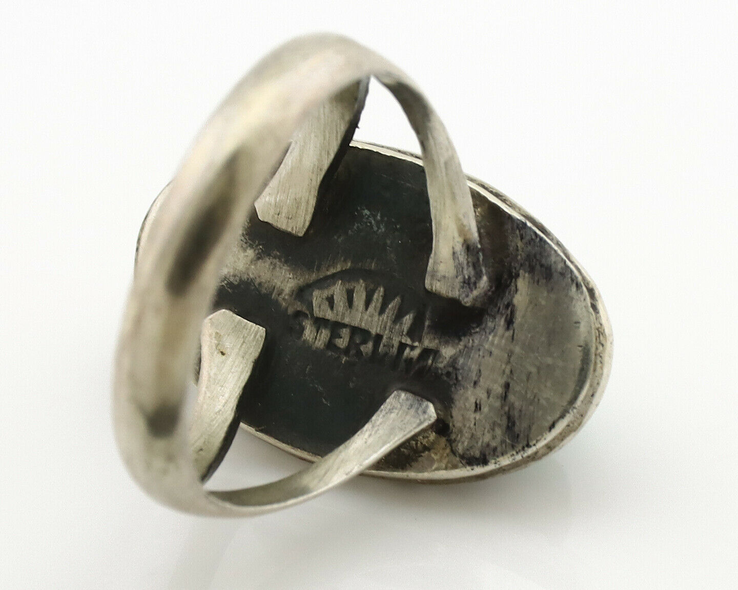 Navajo Ring .925 Silver Kingman Turquoise Native Artist Signed C.80's