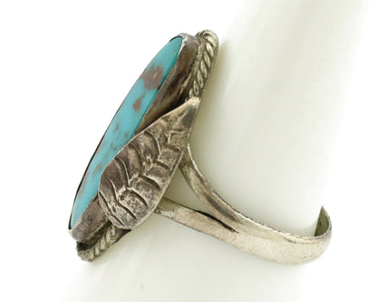 Navajo Ring .925 Silver Nevada Turquoise Native American Artist C.1980's