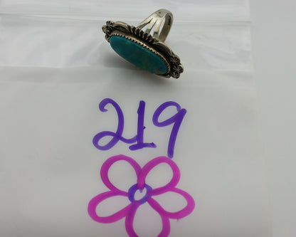 Navajo Ring .925 Silver Natural Blue Turquoise Native American Artist C.1980's
