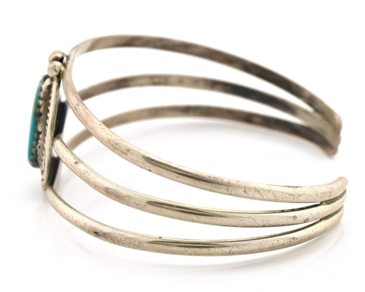 Navajo Bracelet 925 Silver Natural Blue Turquoise Native American Artist C.80's