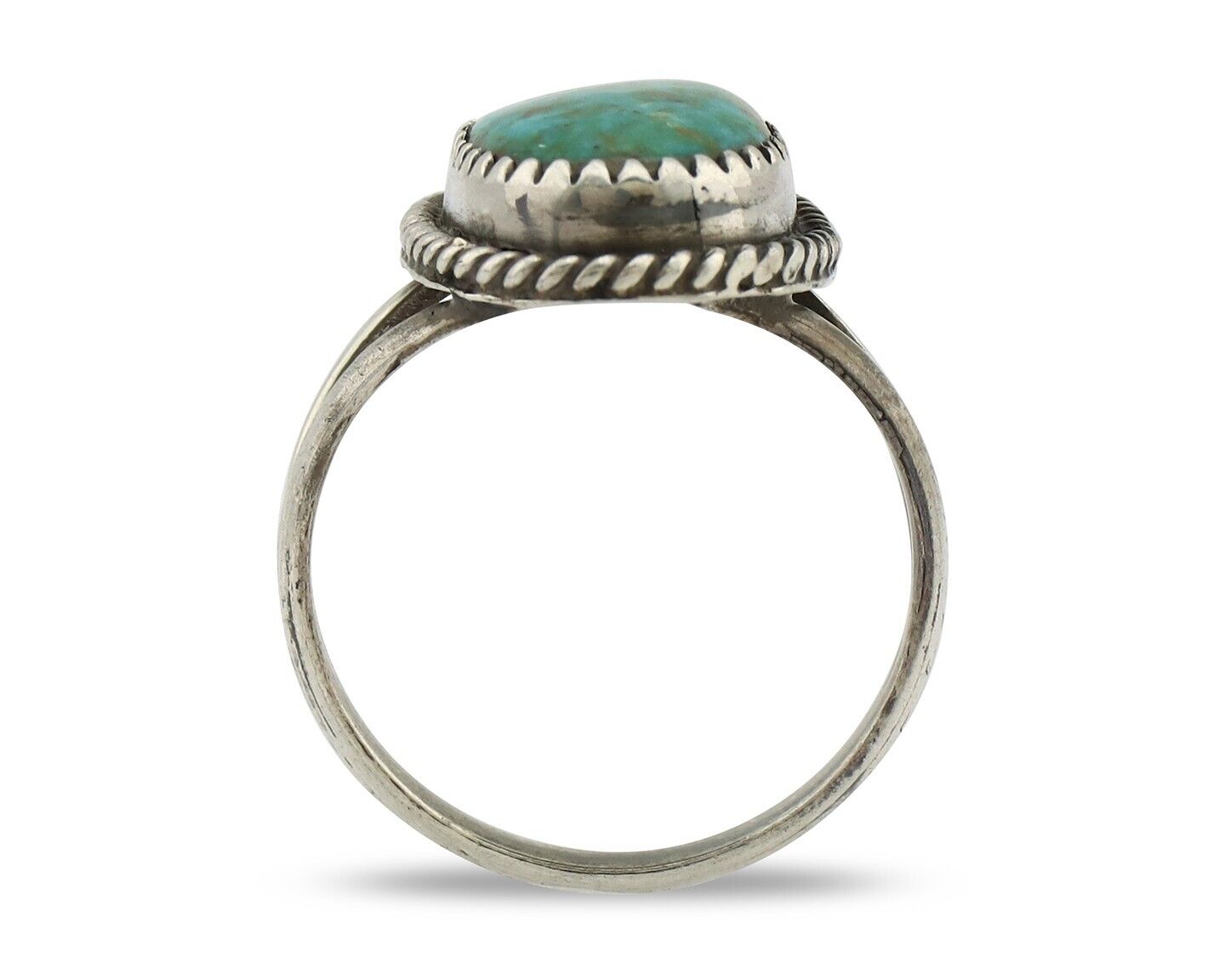 Navajo Handmade Ring 925 Silver Kingman Turquoise Artist Signed MC C.80's
