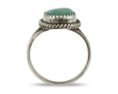 Navajo Handmade Ring 925 Silver Kingman Turquoise Artist Signed MC C.80's