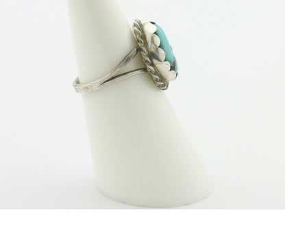 Navajo Handmade Ring .925 Silver Kingman Turquoise Native Artist C.80's