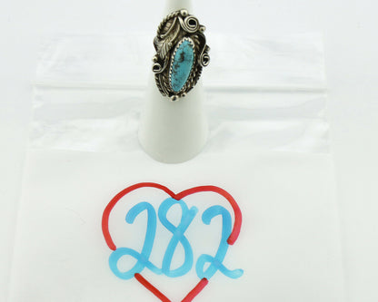 Navajo Ring .925 Silver Natural Morenci Turquoise Artist Signed PR C.80's
