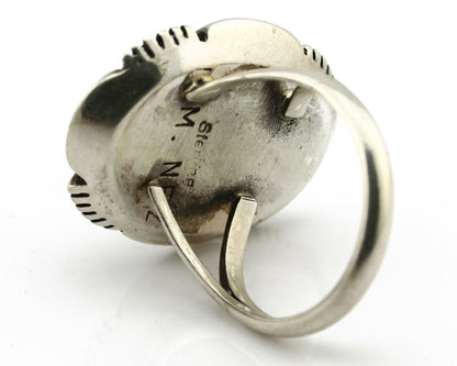 Navajo Ring .925 Silver Blue Gem Turquoise Artist Signed M Nez C80s