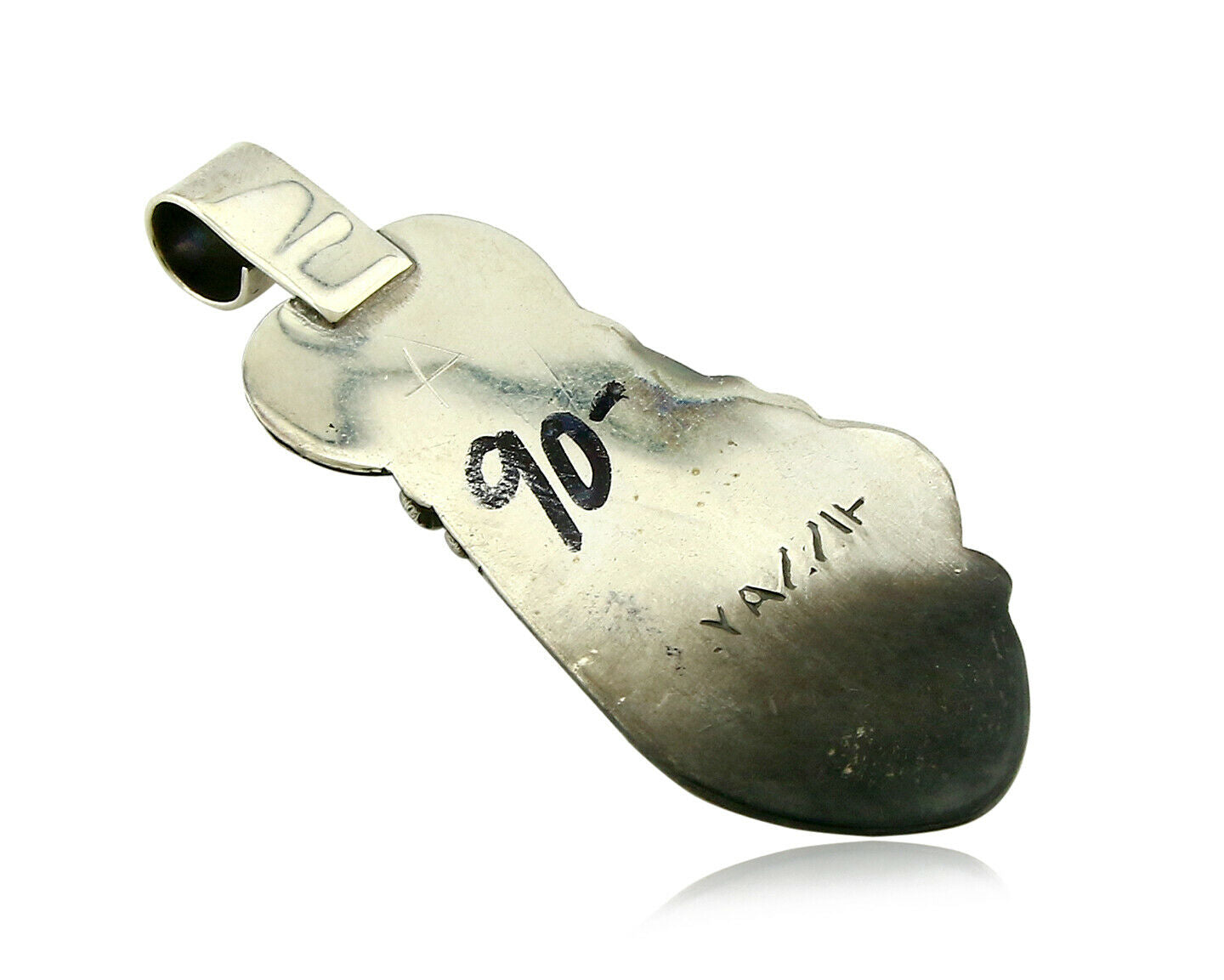 Navajo Pendant .925 Silver Real Natural Pink Mussel Signed Yazzie C.80's