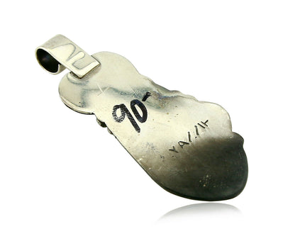 Navajo Pendant .925 Silver Real Natural Pink Mussel Signed Yazzie C.80's