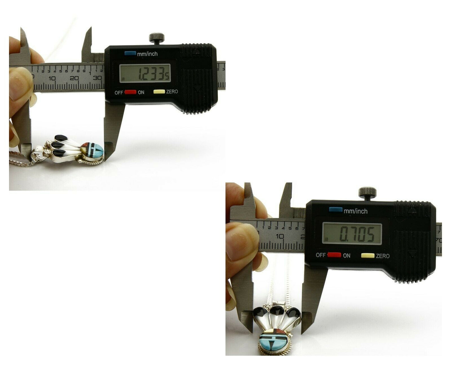 Women's Navajo Tiwa Pendant .925 Silver Inlaid Gemstone Handmade