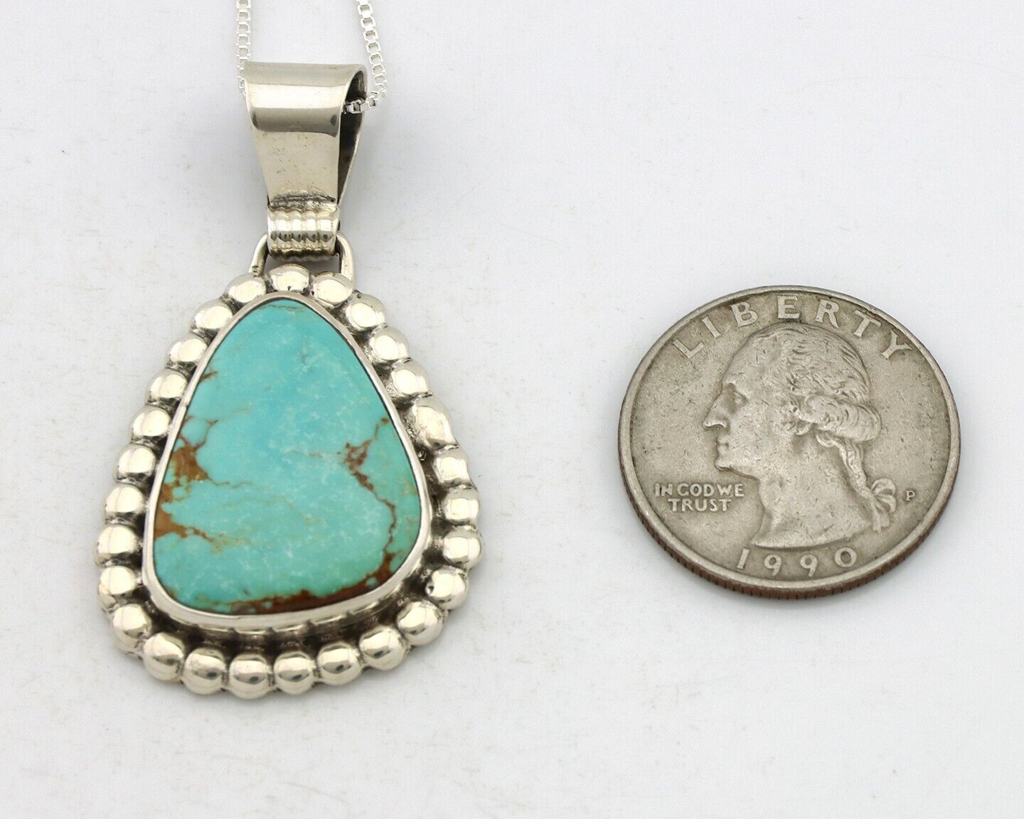 Navajo Necklace 925 Silver Arizona Turquoise Native American Artist Signed C80's