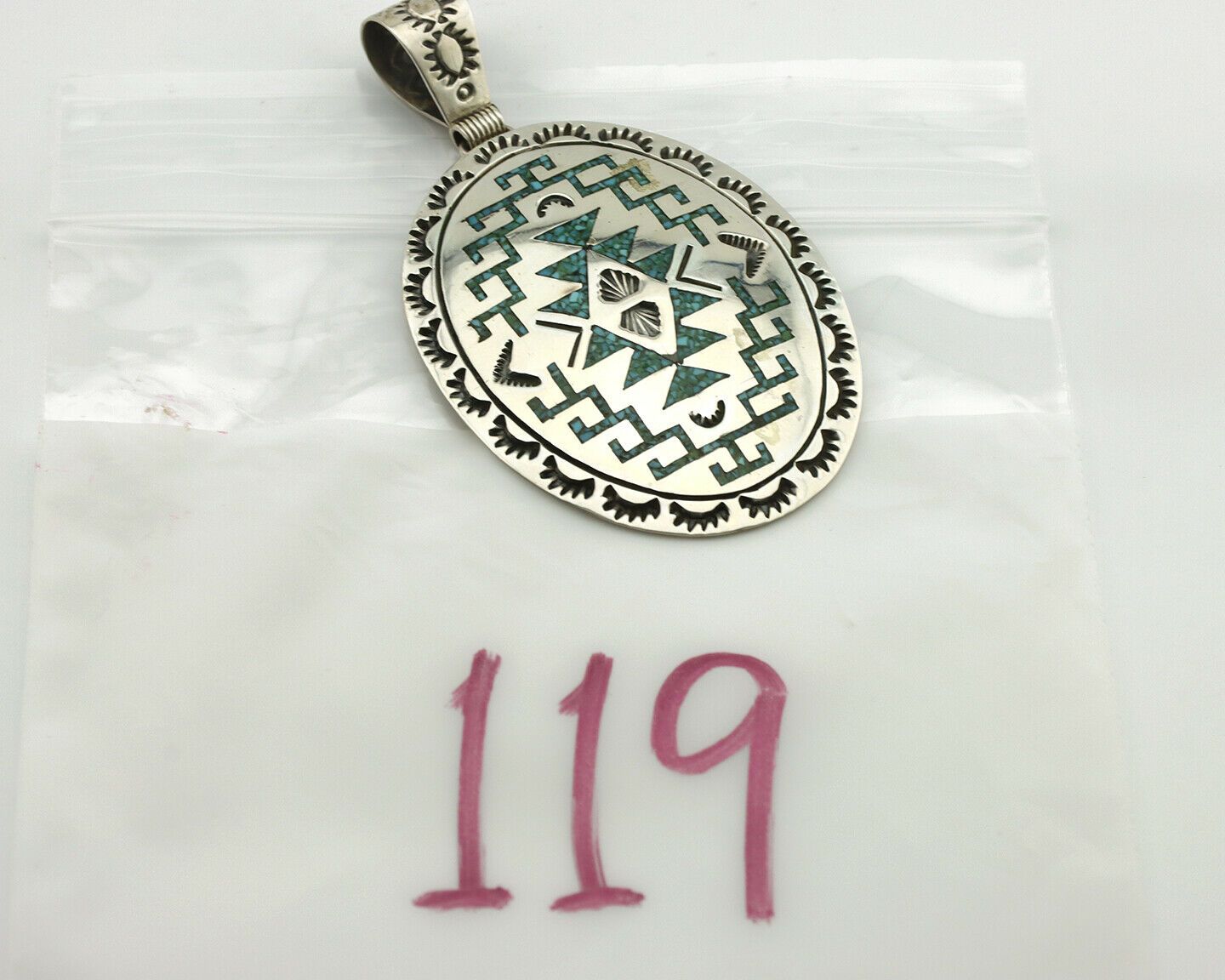 Navajo Necklace .925 Silver Kingman Turquoise Stanley Bain C.80's