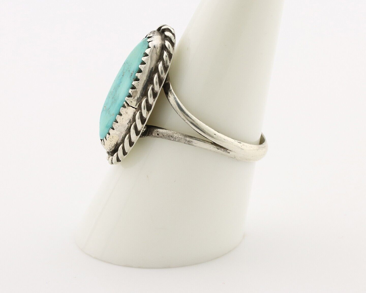 Navajo Handmade Ring 925 Silver Kingman Turquoise Artist Signed MC C.80's