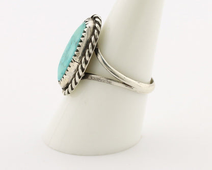 Navajo Handmade Ring 925 Silver Kingman Turquoise Artist Signed MC C.80's