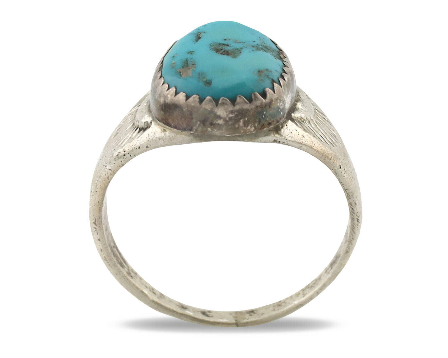 Zuni Ring .925 Silver Natural Blue Turquoise Native American Artist C.1980's