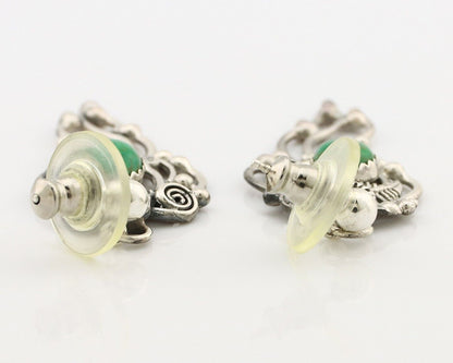 Navajo Earrings 925 Silver Cripple Creek Turquoise Native American Artist C.90's