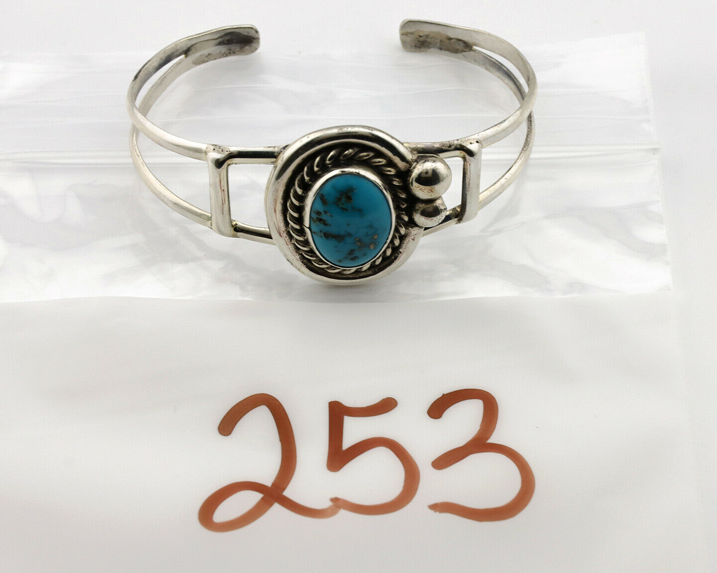 Navajo Bracelet .925 Silver Morenci Turquoise Artist Signed C Montoya 80's