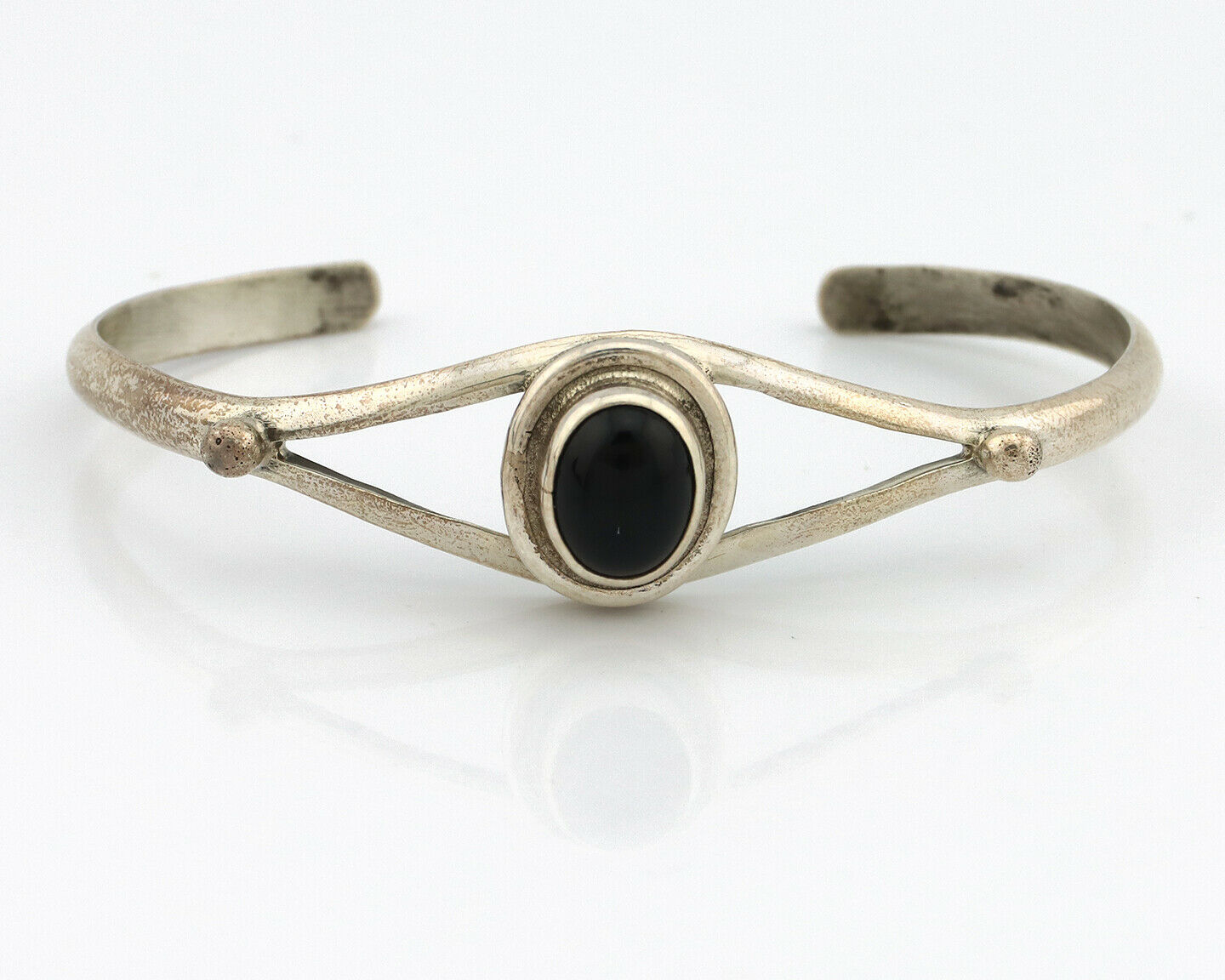 Navajo Bracelet .925 Silver Natural Black Onyx Native American Artist C.90's