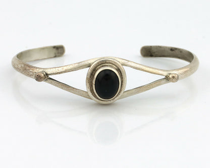 Navajo Bracelet .925 Silver Natural Black Onyx Native American Artist C.90's