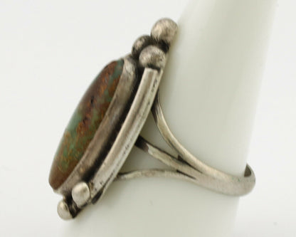 Navajo Ring .925 Silver Manassas Turquoise Signed Native Artist C.80's