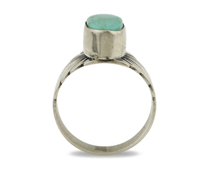 Navajo Ring .925 Silver Kingman Turquoise Artist Signed Apache C.80's