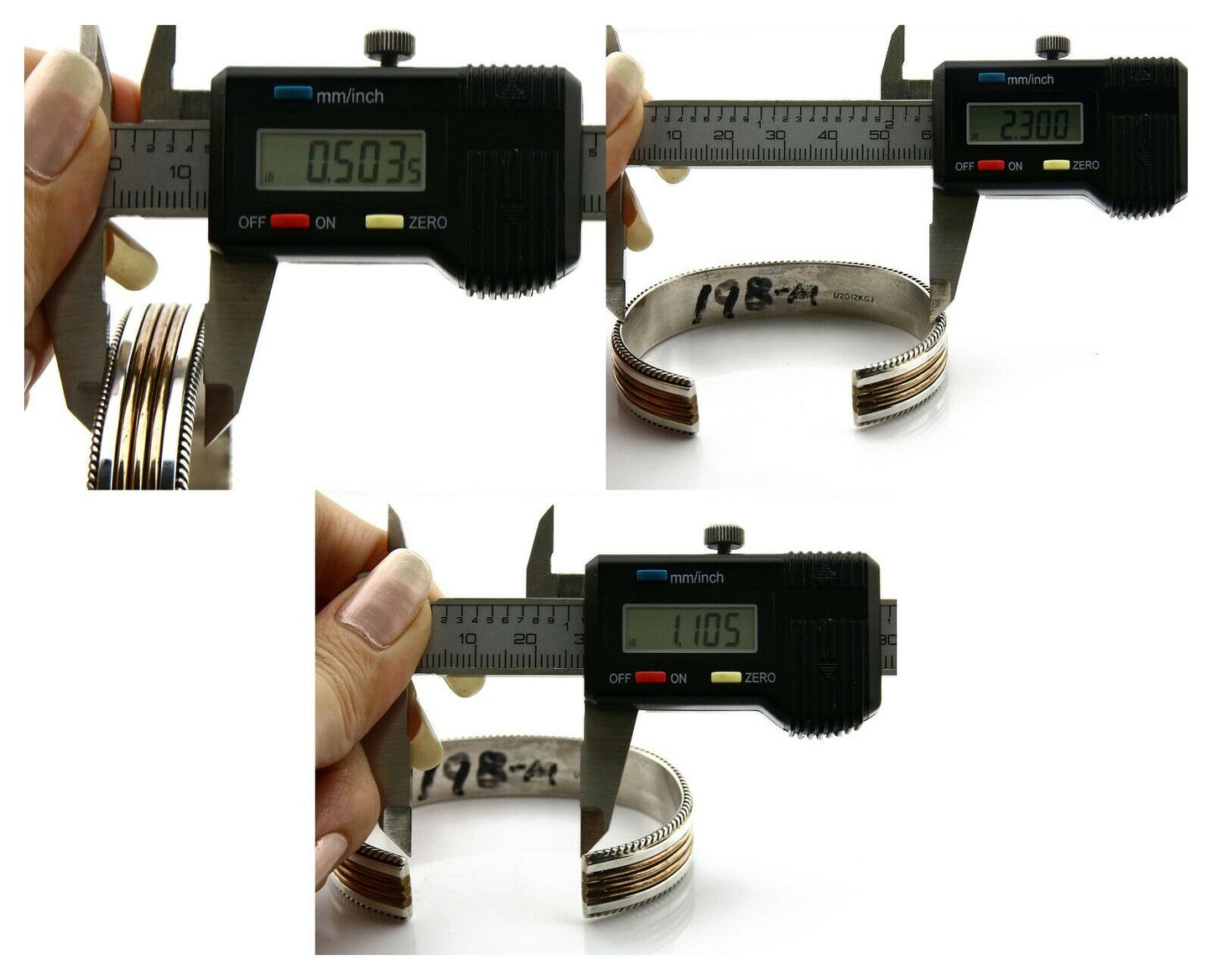 Navajo Bracelet SOLID .925 Silver & 12K Gold Filled Signed Artist TAHE C1980's